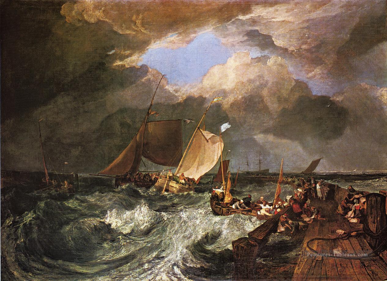 Calais Pier avec Poissards romantique Turner Peintures à l'huile
